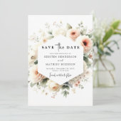 Unieke Boho Peach bruiloft Save The Date (Staand voorkant)