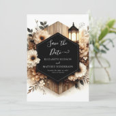 Unieke Boho rustieke bruiloft Save The Date (Staand voorkant)