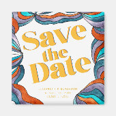 Unieke Bold Boho Groovy Retro Geel Kleurrijke Wavy Magneet (Voorkant)