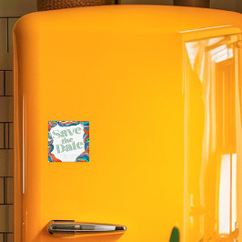 Unieke Bold Boho Groovy Retro Groen Kleurrijke Wav Magneet