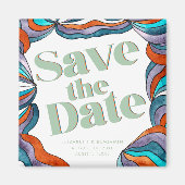 Unieke Bold Boho Groovy Retro Groen Kleurrijke Wav Magneet (Voorkant)