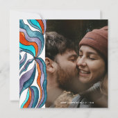 Unieke Bold Boho Groovy Retro Kleurrijke golvende  Save The Date (Achterkant)