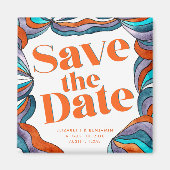 Unieke Bold Boho Groovy Retro Wavy Save the Date Magneet (Voorkant)