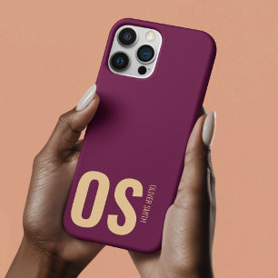 Unieke Bold Monogram Typografie Bourgogne Case-Mate iPhone Case