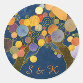 Unieke Bomen Blue Wedding Favor Ronde Sticker