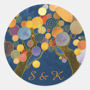 Unieke Bomen Blue Wedding Favor Ronde Sticker