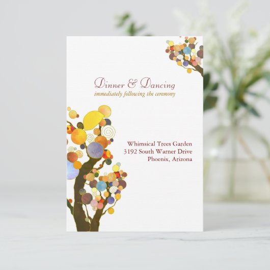 Unieke Bomen White Wedding Reception Informatiekaartje (Staand voorkant)