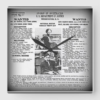 Unieke Bonnie & Clyde/wandklok Vierkante Klok