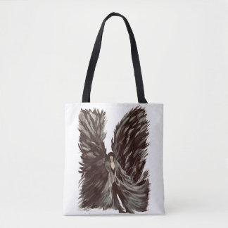 Unieke boodschappentas met Rockstar-engel en kruis Tote Bag