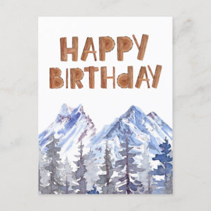 Unieke bos winter bos "Happy Birthday"  Briefkaart