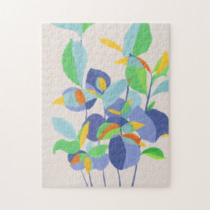 Unieke botanische Abstracte Waterverf kunst Legpuzzel