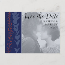 Unieke Botanische Blauwe Save the Date Aankondigingskaart
