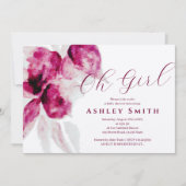 Unieke Bourgogne Waterverf Floral Baby Girl Shower Kaart (Voorkant)