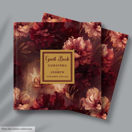 Unieke Bourgondische Blush Gold bruiloft gastenboe Gastenboek