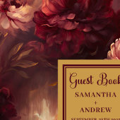 Unieke Bourgondische Blush Gold bruiloft gastenboe Gastenboek
