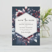 Unieke Bourgondische bruiloft Save The Date (Staand voorkant)