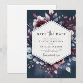 Unieke Bourgondische bruiloft Save The Date (Voorkant / Achterkant)