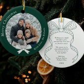 Unieke Bow Kerstbal Groene Foto Keramisch Ornament