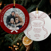 Unieke Bow Kerstbal Rode Foto Keramisch Ornament