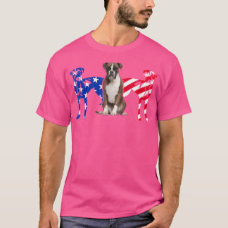 Unieke Boxer Hond Amerikaanse vlag geschenken T-shirt
