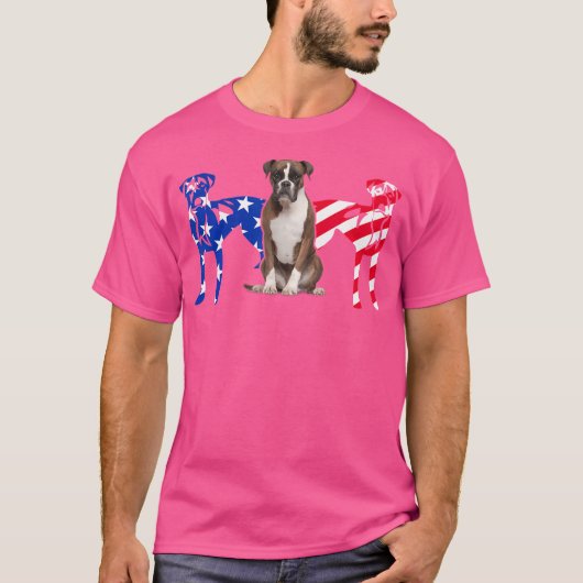 Unieke Boxer Hond Amerikaanse vlag geschenken T-shirt (Voorkant)