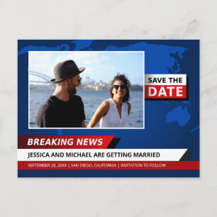 Unieke Breking News TV Foto opslaan Datum Uitnodiging Briefkaart
