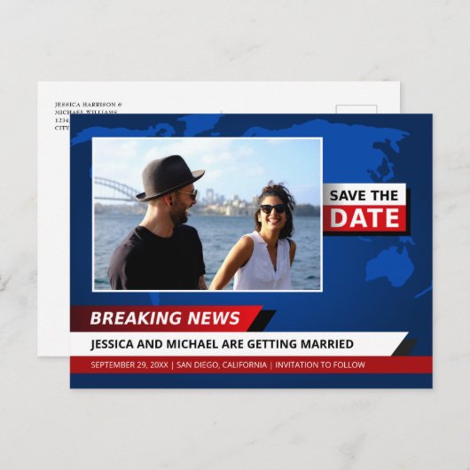 Unieke Breking News TV Foto opslaan Datum Uitnodiging Briefkaart (Voorkant / Achterkant)