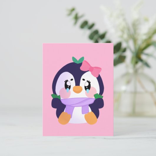 Unieke Broke Leuke Pinguïn Briefkaart (Staand voorkant)