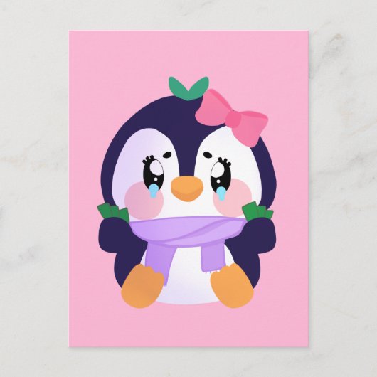 Unieke Broke Leuke Pinguïn Briefkaart (Voorkant)