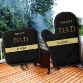 Unieke Brons Metallic Look BEST DAD Naam Ovenwant & Pannenlap Set