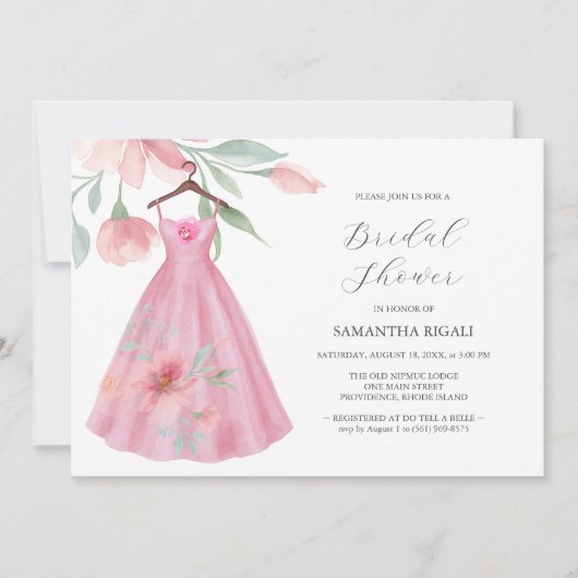 Unieke Bruids Douche Uitnodigingen Roze & Sage Bla (Voorkant)