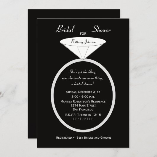 Unieke bruidsdouche uitnodiging — Unieke ring (Voorkant / Achterkant)