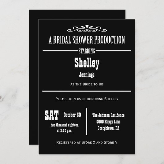 Unieke bruidsdouche uitnodigingen (Voorkant / Achterkant)