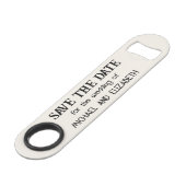 Unieke bruiloft Opslaan Datum Cheers Biertjes Speed Flessenopener (Achterkant Gekanteld)