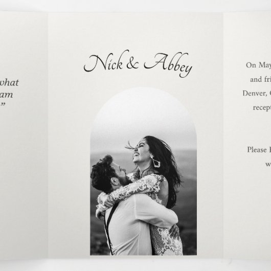 Unieke bruiloft Save the Date Aankondiging (Binnenkant midden)