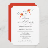 Unieke bruiloft uitnodiging rode libellen (Voorkant / Achterkant)