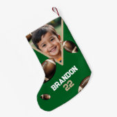 Unieke Bruin & Groen Football Fotonaam Kleine Kerstsok (Achterkant (Hangend))