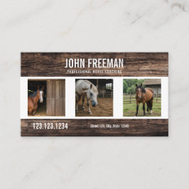 Unieke Bruin Hout Paarden Foto Paardensport Visitekaartje