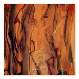 Unieke bruine abstracte marmeren vloeibare wandkun perfect poster
