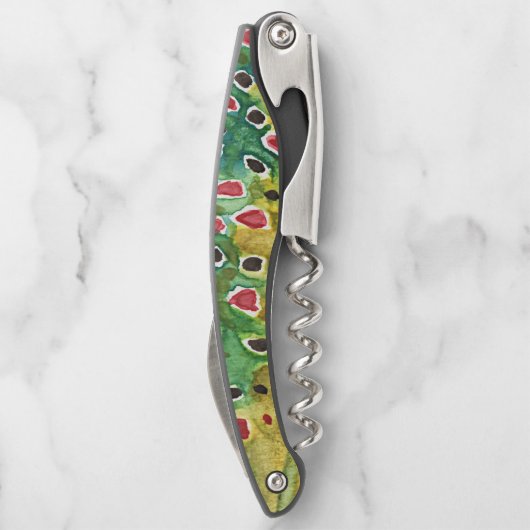 Unieke bruine forel vishuid kurkentrekker (Achterkant)