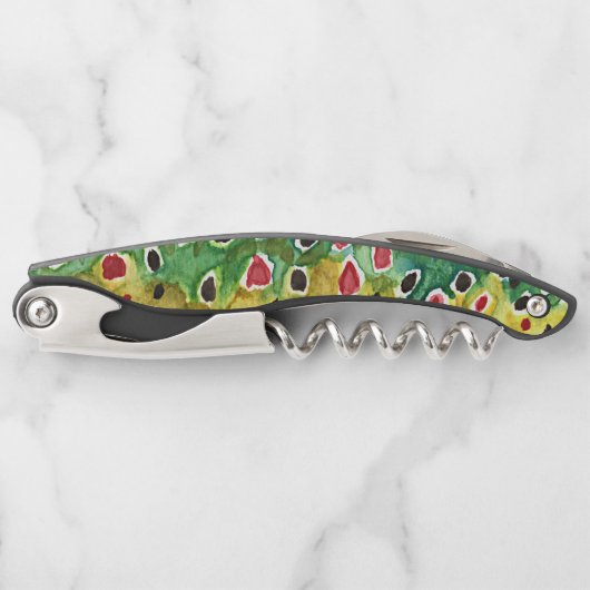 Unieke bruine forel vishuid kurkentrekker (Voorkant)