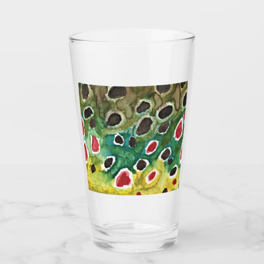 Unieke bruine forel Vist Ichthyology Angler's Glas (Voorkant)