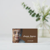 Unieke Bruine & Gele Kunstenaar Gezicht Schilderen Visitekaartje (Staand voorkant)