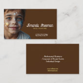 Unieke Bruine & Gele Kunstenaar Gezicht Schilderen Visitekaartje (Voorkant / Achterkant)