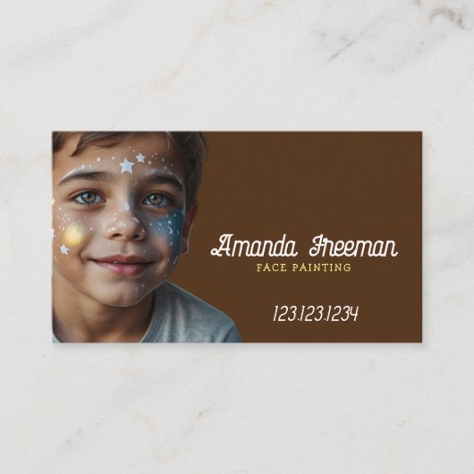 Unieke Bruine & Gele Kunstenaar Gezicht Schilderen Visitekaartje (Voorkant)