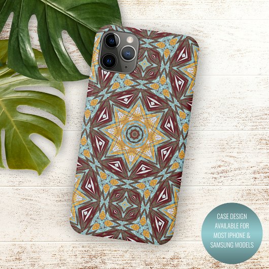 Unieke bruine gele turquoise rode caleidoscoop kun Case-Mate iPhone case