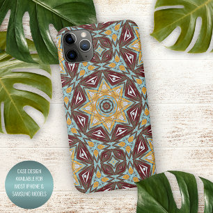 Unieke bruine gele turquoise rode caleidoscoop kun iPhone 16 pro max hoesje
