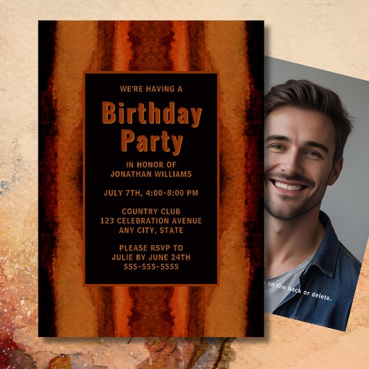 Unieke Bruine Rustieke Verjaardag Uitnodiging Foto