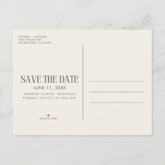 Unieke Budget Fotobruiloft Sla de Datum op Aankondigingskaart (Achterkant)