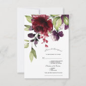 Unieke Burgundy Blush Bloemen Gouden Trouw RSVP Kaartje (Voorkant)